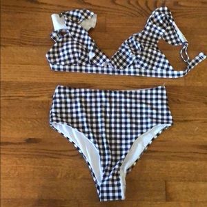 High waist ruffle bikini gingham